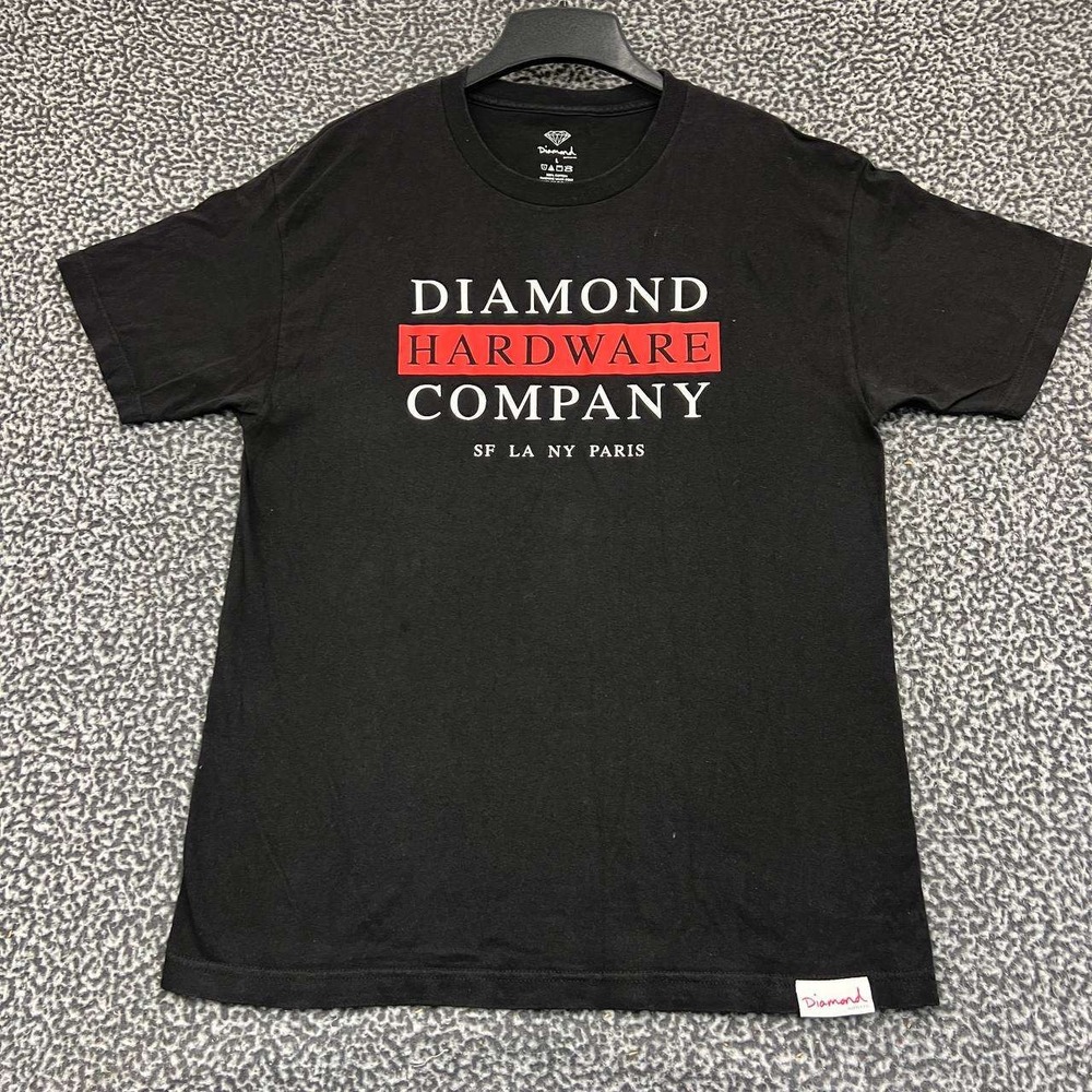 Diamond Supply Co. Shirt Men Large Black Hardware Paris Short Sleeve Cotton L